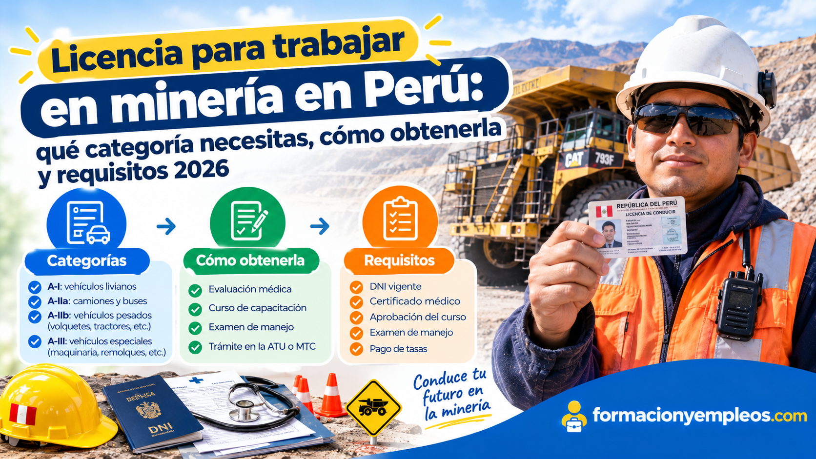 Licencia para trabajar en minería en Perú: qué categoría necesitas, cómo obtenerla y requisitos 2026